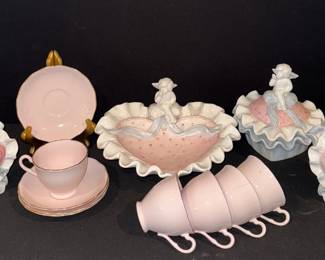 Fitz Floyd Omnibus Cherub Heart Set Joque Pink Bone China... Rare Collectibles