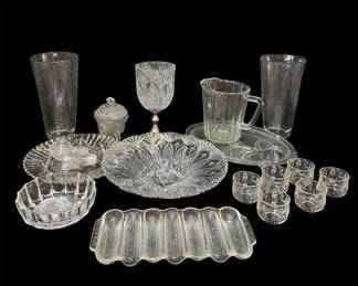 Exquisite Collection of Vintage Cut Glass Tableware and Serving Pieces