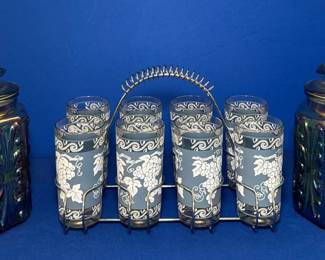 Imperial Carnival Glass Canisters Hazel Atlas Tumblers