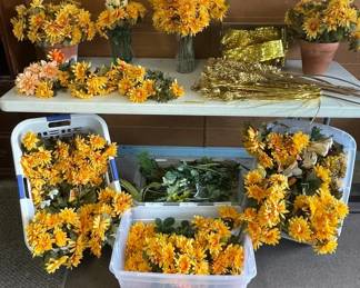 Huge Lot of Sunny Yellow Artificial Flowers Autumn Decor... Get it at Great Auction Prices