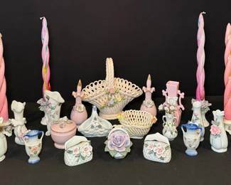 Exquisite CapodimonteStyle Collection Vases, Baskets, Candlesticks