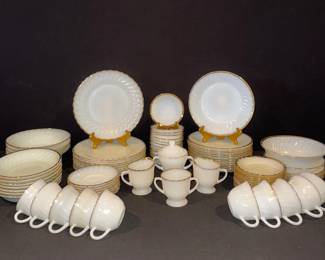 Vintage FireKing Swirl Oven Ware with Gold Trim