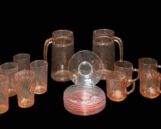 Exceptional Vintage Arcoroc Rosaline Pink Swirl... French Collectibles