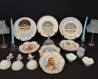 Religious Plates With 22K and 18K Gold Trim, Crystal Cross, and More