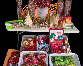 Massive Holiday Decor Collection Vintage Tree, Elegant Angel, Lights, Ribbons More