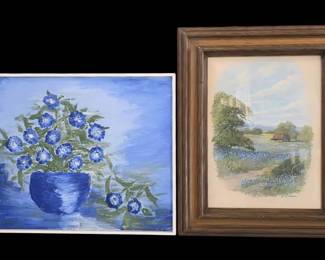 Texas Hill Country Bluebonnets Print Original Impasto Painting