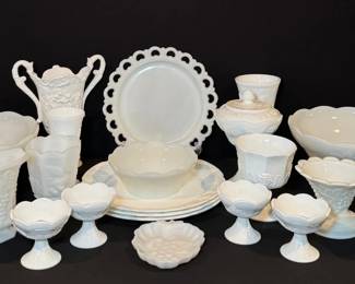 Indiana Glass Colony Harvest White Milk Glass Entertainment Pieces