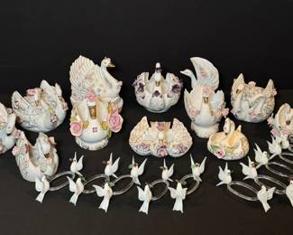 Elegant Vintage Porcelain Swan Rose Collection Lefton, Ucagco, Wales, More