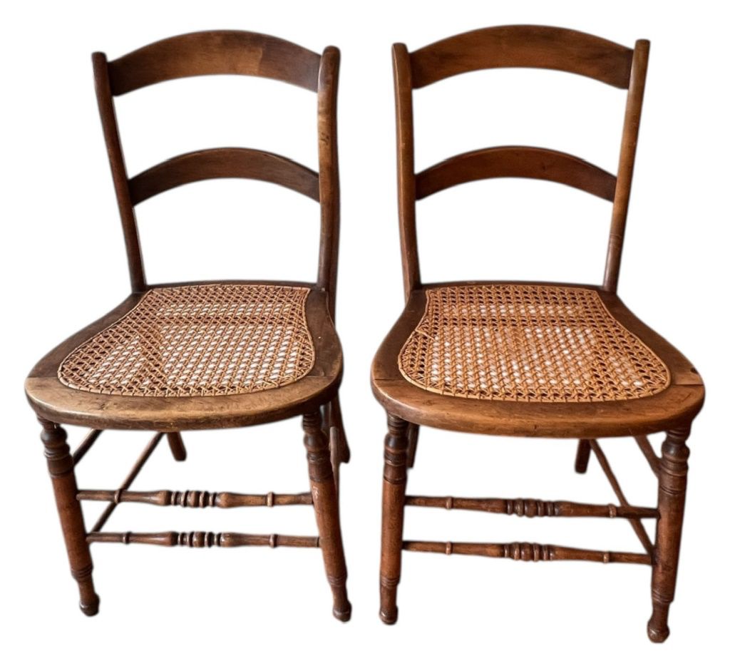 Antique Cane Seat Dining Chairs 
