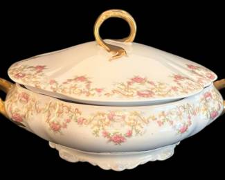 Antique TV Limoges Covered Serving Bowl