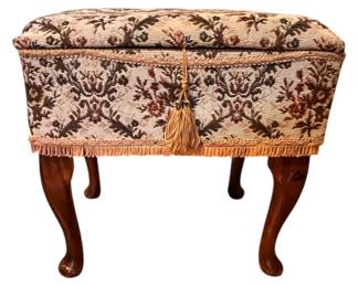 Vintage Needlework Tapestry Sewing Stool