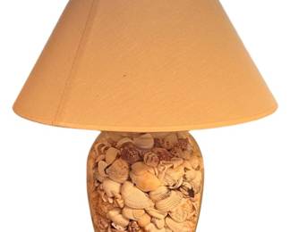 Glass Table Lamp Filled with Seashells
