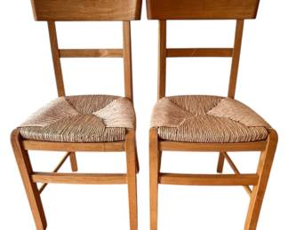 MidCentury Woven Rush Seat Dining Chairs