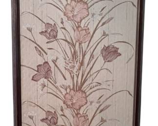 Framed Floral Design Needlework Art