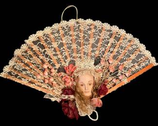 Victorian Style Fan with Porcelain Head
