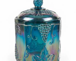 Carnival Glass Grape Pattern Candy Dish