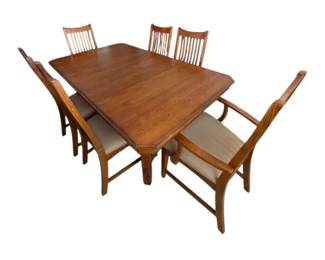 Extendable Dining Table W 2 Leafs 6 Chairs