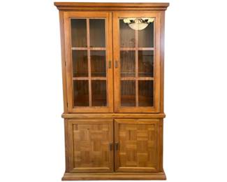 Wooden Display Cabinent W Glass Doors Plug In Display Light
