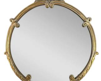 Ornate Round GoldToned Mirror 30 Inch
