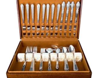 1847 Rogers Bros Flatware with Box Including One Sterling Silver Spoon