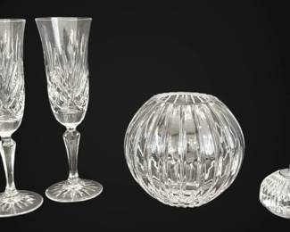 Waterford Crystal Rose Bowl, Pen Holder Paperweight, Rogaska Crystal Wine Glasses