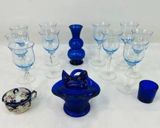 Stemware, Cobalt Basket, & More