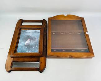 Wooden Curio Cabinet & Frame With Mirror