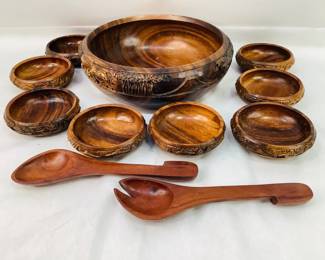 Monkey Pod Wood Salad Set