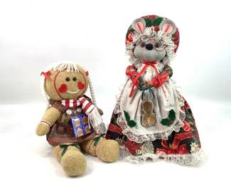 PBC Gingerbread Girl & Christmas Mouse Door Stop