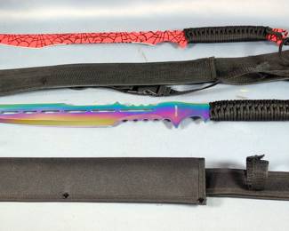 Black Legion Atlantis Fantasy Sword BV572, 20" Blade, And Red Widow Fantasy Sword BV591, 19" Blade, Both In Nylon Sheaths