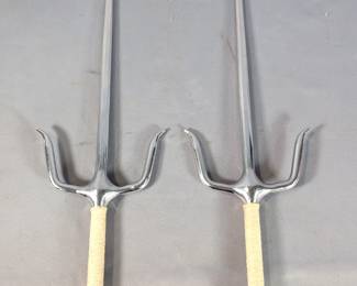 Sai Pair With Hexagonal Bases And Wrapped Handles, 19.5" Total Length