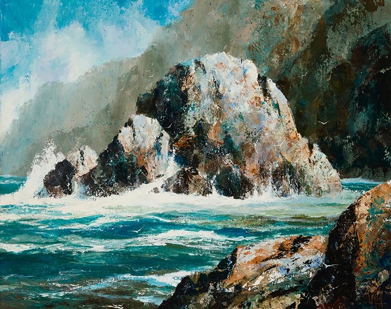 2001
Jack Laycox
(1921-1984)
"South of Lucia"
Oil on canvas
Signed lower right: Jack Laycox; signed again (twice), titled, and with the artist's copyright and numbered "71047," all verso
24" H x 30" W
Estimate: $800 - $1,200