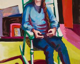 2321
Herman Volz
(1904-1990)
"Portrait, Artist's Daughter"
Oil and traces of graphite on canvas
Signed lower left: Volz; signed and titled in ink, in another hand, on a label affixed to the stretcher
46" H x 35" W
Estimate: $500 - $700