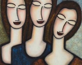 2350
20th Century Modern School
Three sisters
Oil on canvas
Signed partially indistinctly lower right: E. [****]
23.5" H x 19.5" W
Estimate: $100 - $150