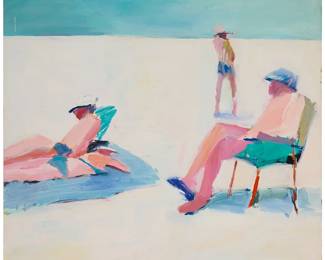 2361
Ken Durkin
(20th century)
Figures on a beach, 1981
Oil on canvas
Signed and dated, verso: Ken Durkin 81
36" H x 40" W
Estimate: $300 - $500