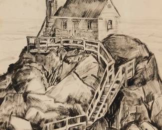 2393
Lucy Pierce
(1886-1974)
Lighthouse
Ink and graphite on paper
Signed in pencil lower left: Lucy Pierce
Sight: 13.5" H x 9" W
Estimate: $200 - $300