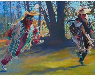 2196
Donald "Putt" Putman
(1926-2007)
Ceremonial dance
Oil on canvas
Signed lower right: Putt
32" H x 48" W
Estimate: $400 - $600