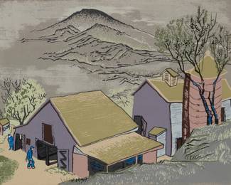 2089
Guy MacCoy
(1904-1981)
"Landscape," 1942
Screenprint in colors on paper
From the edition of unknown size
Appears unsigned
Sight: 11" H x 13.75" W
Estimate: $100 - $150