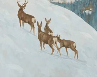 2188
Gabor Svagrik
(b. 1970)
Winchester Rifles advertisement, after Philip R. Goodwin
Oil on canvas
Signed and inscribed lower right: Svagrik / "After Philip R. Goodwin"
30" H x 17" W
Estimate: $300 - $500