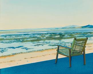 2012
Kathleen Marshall
(b. 1950)
"Jay's Chair, Puerto Peñasco #2," 1984
Gouache on paper
Signed and dated in pencil on the overmat: Kathleen E. Marshall / 4/28,29/84; signed again and inscribed in pencil on the frame's backing board: "To Alan & Allison / Kathleen E. Marshall / 8/13/88"; titled on a typed label affixed to the frame's backing board
Sight: 6.125" H x 7" W
Estimate: $200 - $300
