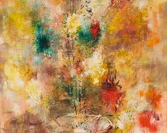 2160
Danny Garcia
(1929-2012)
"Floral," 1965
Oil on Masonite
Signed and dated lower right: Garcia 65; titled in ink, in another hand on a tag strung to the frame's hanging wire
36" H x 24" W
Estimate: $300 - $500