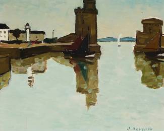 2132
Jacques Bouyssou
(1926-1997)
European harbor scene
Oil on canvas
Signed lower right: J. Bouyssou
13" H x 16" W
Estimate: $500 - $700