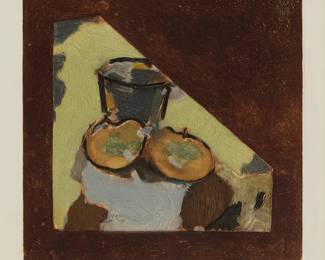 2281
After Georges Braque
(1882-1963)
"Nature Morte Oblique," circa 1950
Etching and aquatint in colors on paper
Edition: 298/300
Signed and numbered in pencil in the lower margin: G Braque; Maeght, Paris, pub.
Plate: 11.375" H x 11.25" W; Sight: 13.25" H x 13" W
Estimate: $500 - $700