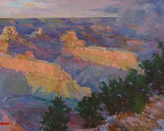 2107
Joseph Mendez
(b. 1933)
Grand Canyon
Oil on canvas
Signed lower left: J. Mendez OPA
18" H x 28" W
Estimate: $300 - $500