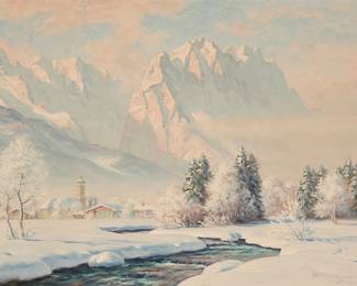 2125
Erwin Kettemann
(1897-1971)
Winter landscape
Oil on canvas
Signed and inscribed lower right: E. Kettemann / Mchn; inscribed in German on the stretcher
23.75" H x 31.625" W
Estimate: $500 - $700