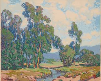 2044
After Paul Lauritz
(1889-1975)
"A Song of Spring"
Replica tempera and watercolor on paper
Bear's signature lower left: Paul Lauritz
Image: 14" H x 17" W; Sight: 14.5" H x 17.5" W
Estimate: $200 - $300