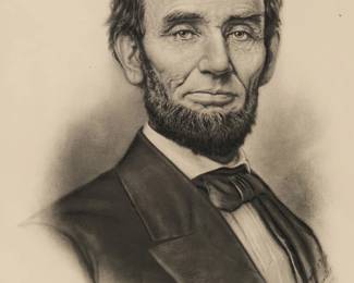 2260
After Franklin C. Courter
(1854-1947)
"Abraham Lincoln"
Lithograph on paper
With the printed signature, date, and inscription, in the image, lower right: Copyright 1916 / By F. C. Courter / Cedar Grove / NJ; with the printed title in the image, lower center
Image: 13.5" H x 10.5" W (approx.); Sight: 21" H x 15.5" W
Estimate: $500 - $700