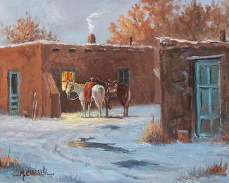 2191
Marianne Caroselli
(b. 1941)
"Pueblo Visit"
Oil on canvas
Signed lower left: M. Caroselli; titled on the stretcher
9" H x 12" W
Estimate: $300 - $500