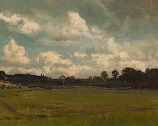 2112
Attributed to Karl Lorenz Rettich
(1841-1904)
At the Harkensee meadow
Oil on board
Unsigned
6.5" H x 10.5" W
Estimate: $500 - $700