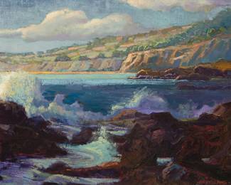 2003
Gary Lang
(b. 1960)
"La Jolla Light and Shadow"
Oil on canvasboard
Signed lower right: Gary Lang; signed again, titled, and inscribed "Carlsbad" and to the original owners, all verso
16" H x 20" W
Estimate: $800 - $1,200